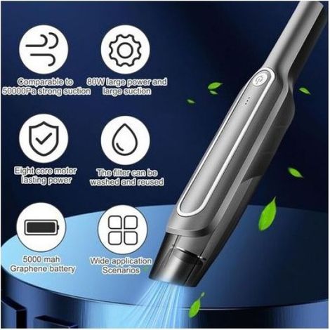 Aspirateur À Main - 50000 Pa - Batterie 5000 Maha Rechargeable - Pour Voiture Intérieur Canapé Cuisine - 1 Pièce (1/5)