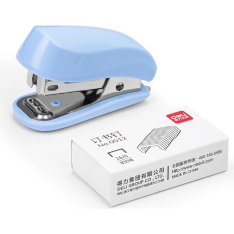 Mini Stapler - 12 Sheets Capacity - For Office School Home Use - Includes 640 Standard Staples And Built-in Staple Remover - Sky Blue (1/5)