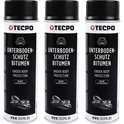 TECPO Unterbodenschutz Bitumen 3x 500ml schwarz Steinschlagschutz UBS Versieglung Spray Schutz vor Steinschlag, Rost, Chemikalien mit Anti-Dröhn-Wirkung