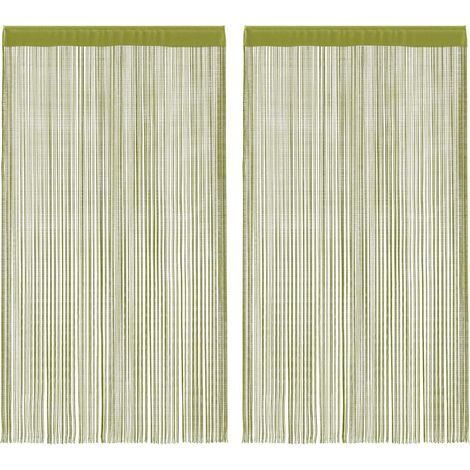 Rideaux à fils, 2 pièces, 140 x 250 cm, verts