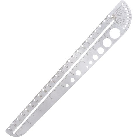 Règle à échelle multifonction en acier inoxydable, compas rapporteur d'angle, outil de mesure double face (1/5)