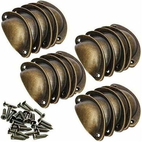 20 Stück Retro-Vintage-Möbelgriffe für Schranktüren und Schubladen sowie Muschelknöpfe mit Bronzeschrauben, 8 3 2 cm (1/4)