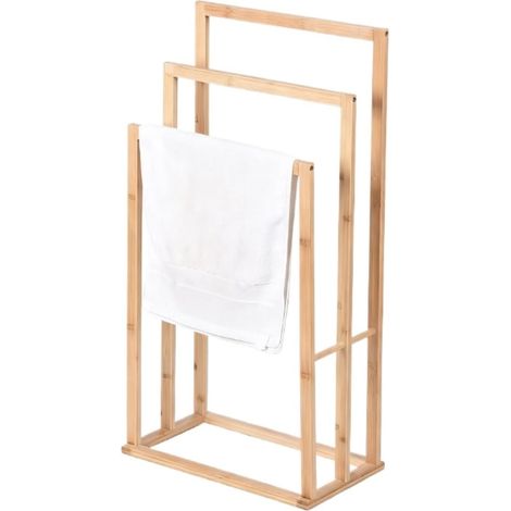 Handtuchhalter aus Bambus für den Badezimmerboden, dreistufiges, freistehendes Ablageregal