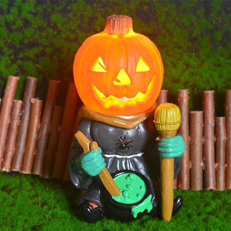 Kürbis aus Kunstharz, Ritter, Halloween-Dekoration, leuchtende Laterne, Tischnachtlicht, Lampe fürs Kinderzimmer, Veranda (1/5)