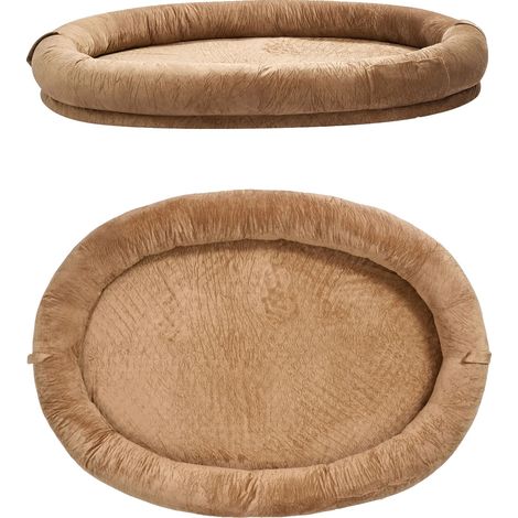 Cama para perros, espuma viscoelástica ortopédica, funda extraíble, ovalada, color marrón. (1/2)