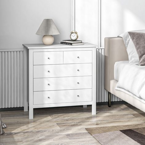 Commode blanche 79 x 39,5 x 80,5 cm avec fermeture silencieuse, anti-basculement, tiroirs coulissants, pour chambre ou salon (1/4)