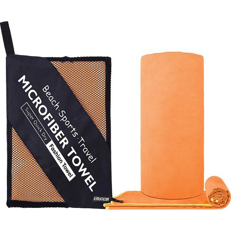 Serviette de Sport en Microfibre Double Face à Séchage Rapide – Serviette Fitness, Yoga et Natation Ultra Absorbante et Portable – 76 x 152 cm, Orange Vif-x