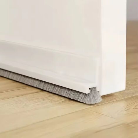 Joint Porte, 100cm Boudin de Porte Isolant Auto-Adhésif, Bas de Porte Isolant Isolation Phonique with Brosse,Blanc (1/5)
