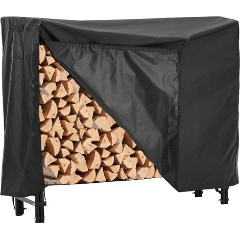 Range‑bûches acier robuste 2,44 m avec housse imperméable, conception ventilée intérieur extérieur jardin (1/5)