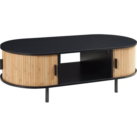 Table basse console d'appoint 120 x 55 x 40 cm bambou naturel noir (1/5)