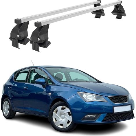 OMAC Dachträger Querträger Stahl für Seat Ibiza IV SportCoupé 2008-2017 – Abschließbar – City-Crash-getestet – DIN 75302:2019 – ISO/PAS 11154:2006 – Max. 50 kg Silber (1/5)