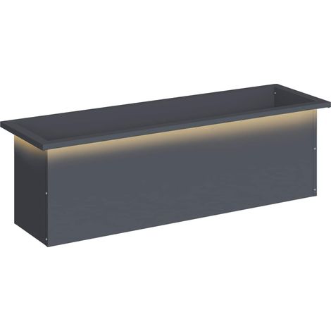 Jardinière de Jardin Extérieur avec LED Bac à Fleurs en Acier Anthracite 30 x 100 x 30 cm (1/5)