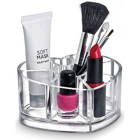 TrAdE Shop Traesio - Organizer Porta Trucco Forma Di Cuore Scatola Portatrucchi Cosmetici 8 Scomparti -