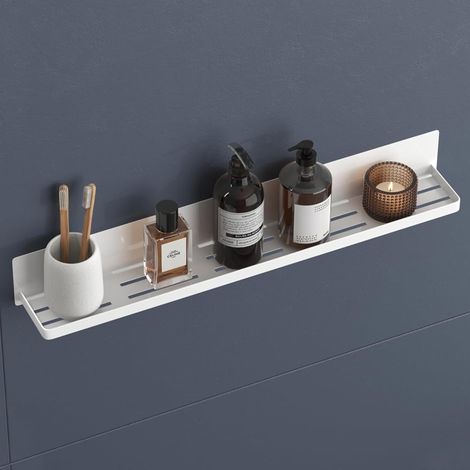 doporro Gewürzregal Magnetisch, Gewürz Organizer, Magnetic Küchenregal für Kühlschrank, Duschablage ohne Bohren, Badezimmer Organizer, Badregal & Shampoohalter,Hochglanz Weiß, Reglo-01 (1/5)