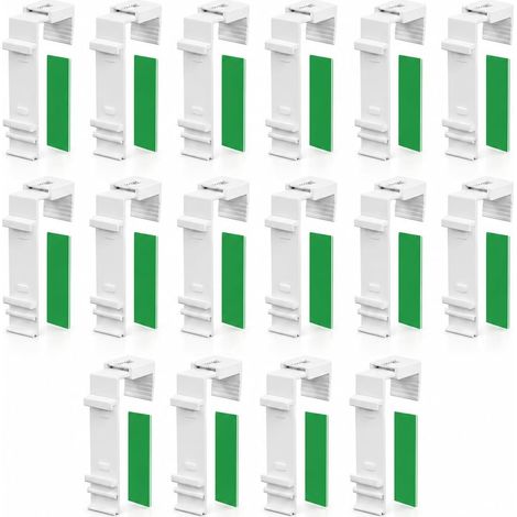 16 PCS Supports de Serrage Longs, Fixation Store sans Percage, Clips Adhésifs pour Store Enrouleur Intérieur, Rideau et Tringle, Montage Fenêtre PVC Bois sans Trou, Accessoires Pratiques (1/5)