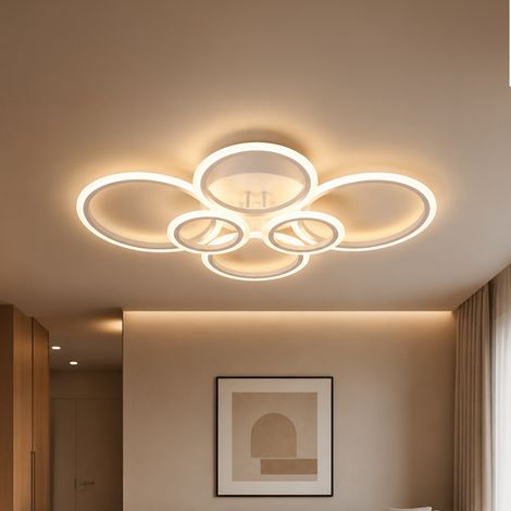 Lustre LED avec Telecommande 82W Lumiere Gradable Blanc (1/5)