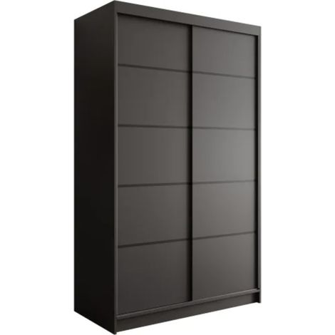 Armoire coulissante 2 portes ANLY 120cm – Compacte, moderne et fonctionnelle-Noir