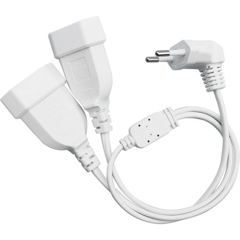 Rallonge Plate 2 en 1 Multiprise Extra Plate Fiche Angle Droit 90°, Blanc 250V/2.5A Max, Pour TV, Ordinateur, PC, Moniteur, Box Internet, Lampe, Électronique (1/5)