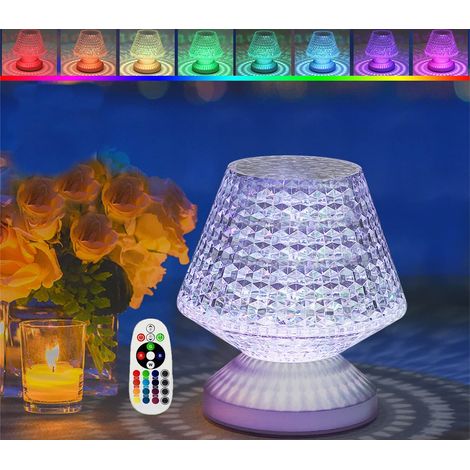 Lampada LED Tavolo Senza Fili Touch Ricaricabile Multicolor Effetto Cristallo (1/5)