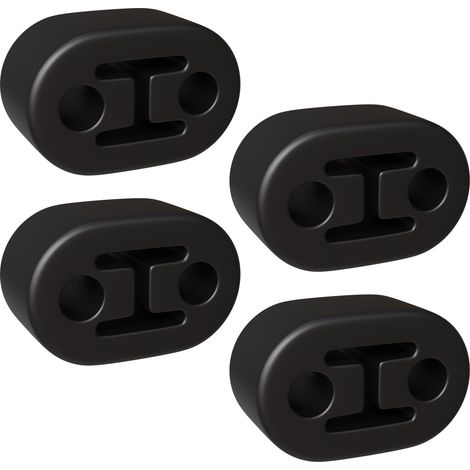 Lot de 4 supports d'échappement universels en caoutchouc - Convient pour tous les véhicules - Pour protéger le système arrière - 2 trous de 12 mm - Noir (1/5)
