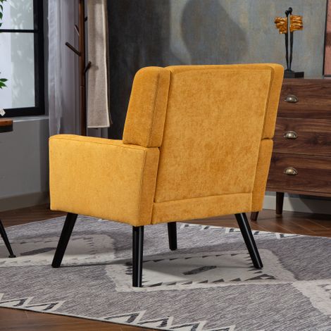 Fauteuil — Assise de style moderne, dotée d'un coussin en mousse haute densité et de pieds en bois massif idéal pour les petits espaces : salon, chambre ou bureau (1/4)
