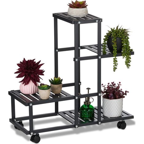 Schwarzer blumenstander mit rollen 883