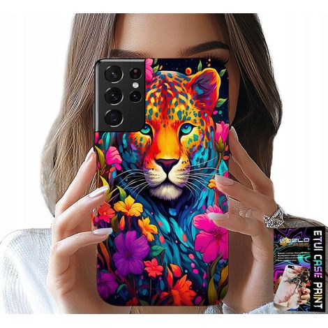 Hülle für Samsung Galaxy S21 Ultra – florales Tigermuster + Folie (1/5)