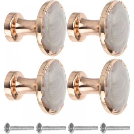 Lot de 4 boutons ronds décoratifs pour armoire, commode, tiroir, armoire (blanc, ambre) (1/3)
