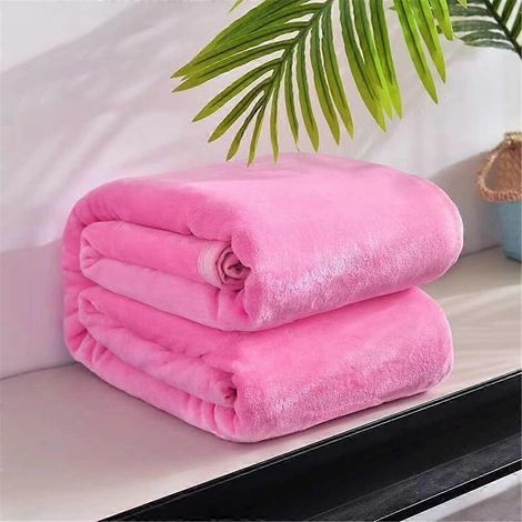 Couverture chaude en laine (150 x 200 cm, rose), couvre-lit en microfibre pour 2 personnes, grande housse de canapé, canapé en flanelle douce et chaude (1/5)