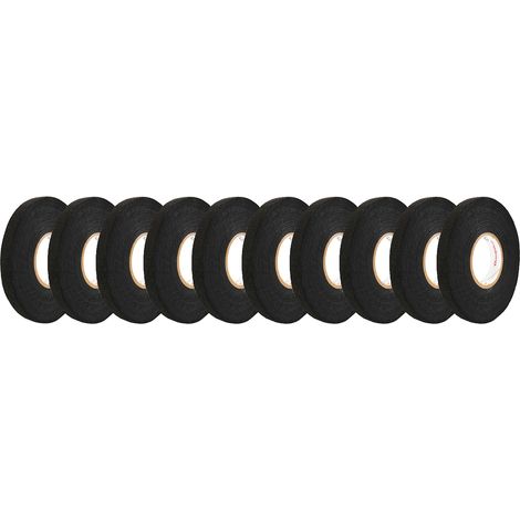 10Pz Nastro Adesivo Isolante Telato Tessuto Nero Cablaggio Cavi 18mm (1/4)