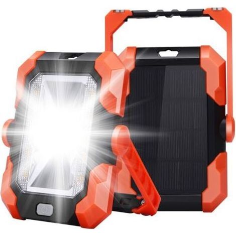 Projecteur LED Rechargeable Charge Solaire USB Projecteur Chantier Lumière Lampe de Travail Lanterne Portable avec 4 Modes SOS Rotation à 360° Poignée Réglable et Magnétique pour Camping (1/5)