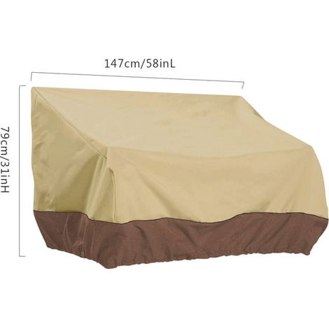Housse de banc de patio robuste et imperméable pour canapé d'extérieur et mobilier de jardin - Beige et café (1/4)