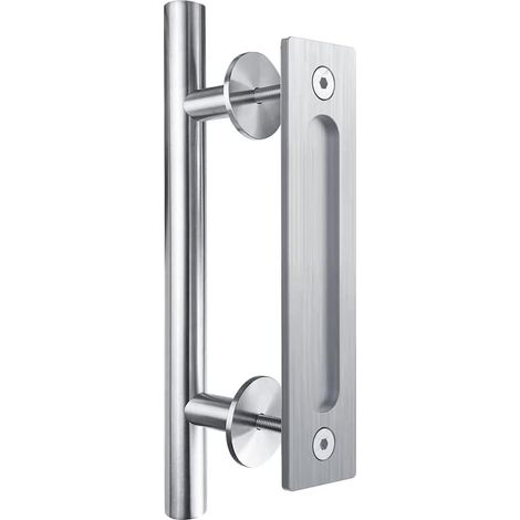 Poignée de porte de grange coulissante double face de 30 cm Pas besoin de fente Poignée de porte double face Poignée de porte battante en acier inoxydable (1/5)