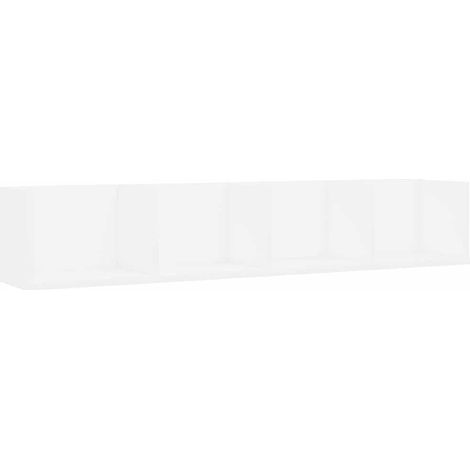 vidaXL Estante de pared para CD contrachapada blanco 100x18x18 cm (1/2)