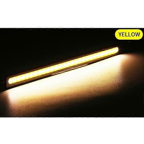 (Feux jaunes) 2 barres lumineuses LED de 17 cm pour voiture, phares, feux arrière et feux de jour automatiques (DRL), couleur blanche. (1/5)