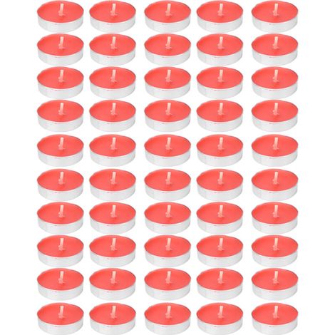 50 bougies chauffe-plat rouges, durée de combustion prolongée 2 heures, sans fumée, pour décoration de fêtes (lot de 50) (1/5)