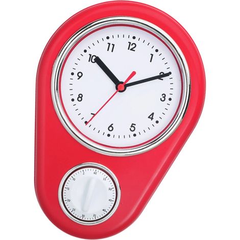 Orologio da parete salvaspazio in plastica da 9 pollici - Rosso (1/2)