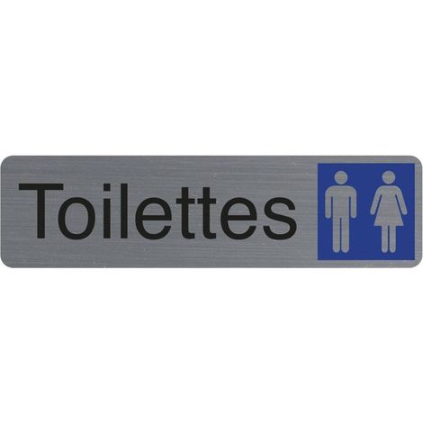 Plaque adhésive - Toilette - Picto homme/femme - Imitation alu - 16,5x4,4cm - Signalétique (1/2)