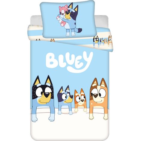 JERRY FABRICS BLUEY PARURE DE LIT 2 PIÈCES AVEC HOUSSE DE COUETTE ET TAIE D'OREILLER POUR BÉBÉ ET TOUT-PETIT, HOUSSE DE COUETTE (1/4)
