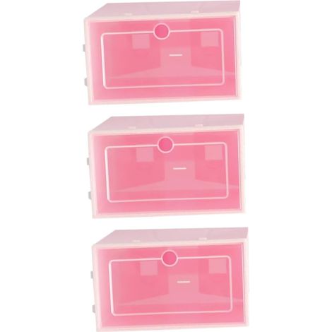 6 stapelbare, transparente Schuhboxen aus dickem Kunststoff, rosa, Aufbewahrungsorganizer für Sneaker