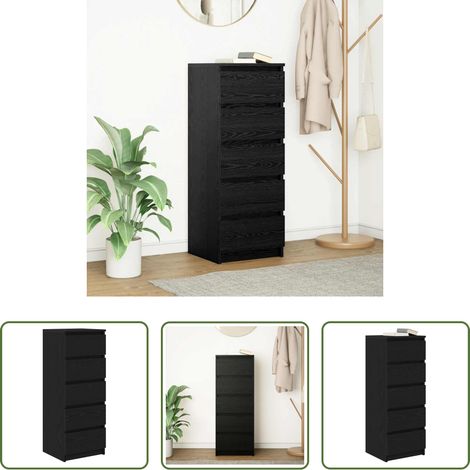 Schubladen -  Sideboard mit Schubladen Schwarz Eichen-Optik 37,5x35x99 cm (1/5)