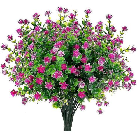 8 bouquets de petites roses artificielles roses, de 35 cm de haut (1/5)