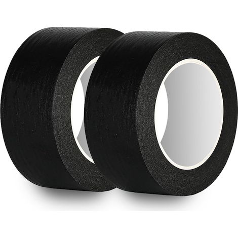 Ruban de Masquage Noir - 2 Rouleaux - Papier Haute Qualité - Adhérence Forte Sans Résidu - Peinture et Décoration - 50mm x 5m (1/5)