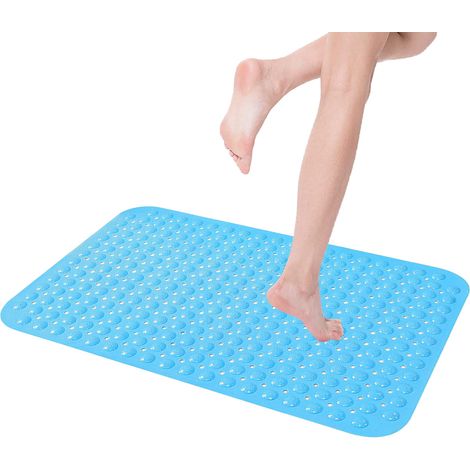 1 tapis de bain antidérapant bleu à bulles - 35 x 70 cm
