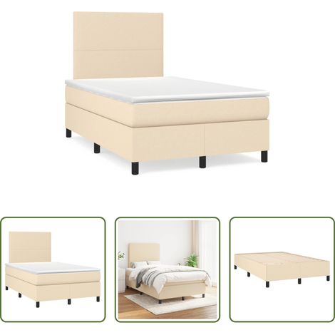 Matelas à ressorts ensachés - Sommier à lattes de lit avec matelas crème 120x190 cm tissu (1/5)