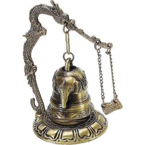Cloche Feng Shui chinoise en bronze sculpté, style zen, d'inspiration tibétaine, ornée d'un dragon, pour bureau. Décoration porte-bonheur.-Elephant (1/5)