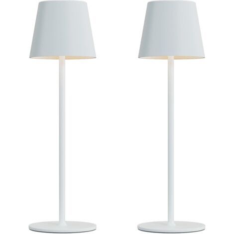 Lampe de bureau sans fil - Rechargeable, commande tactile, trois couleurs d'intensité, idéale pour les chambres et les cuisines - Lot de 2, blanche (1/4)