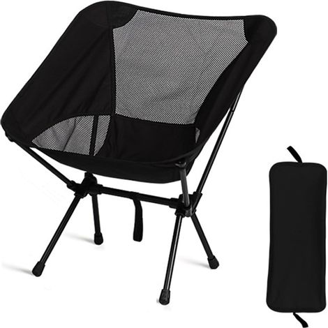 Chaise de Camping - Portable, Leger, Pliant - Chaise de Plage Pliante Légère D'extérieur, Capacité de Charge 110kg, Chaise Extérieure avec Sac de Rangement pour Camping, Pêche, Pique - Noir (1/3)