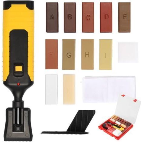 Kit de réparation des rayures pour sols stratifiés et parquets, blocs de cire, 11 teintes différentes de cire fondue