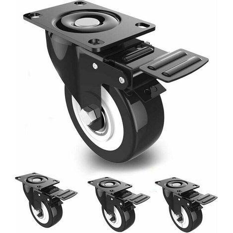 4 roulettes de 50 mm avec frein, 4 roulettes pivotantes pour meubles/transport, roulettes de meubles, roulettes lourdes, (1/5)